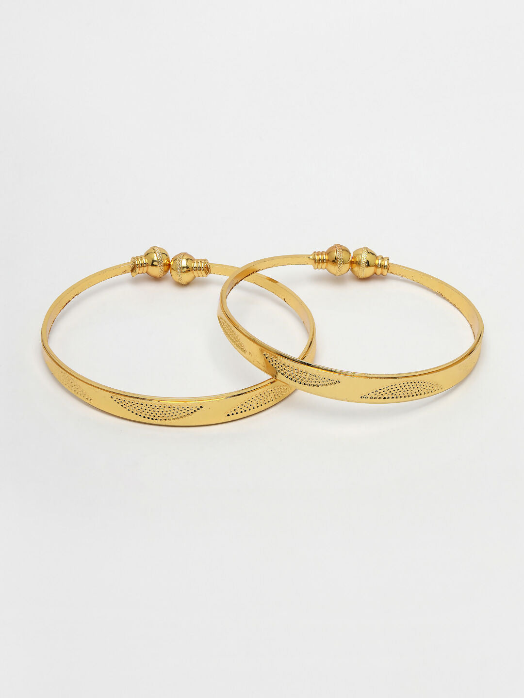 NVR Women's Set of 2 Gold-Polished Handcrafted Adjustable Bangles - Swadesiicart