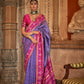 Purple Banarasi Weaving, Ultra Aqua Finish, Zari Work Banarasi Silk Saree - Rath Kunti - Swadesiicart