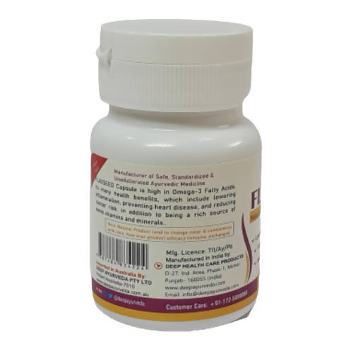 Deep Ayurveda Flax Seed 500mg Veg Capsules - Swadesiicart