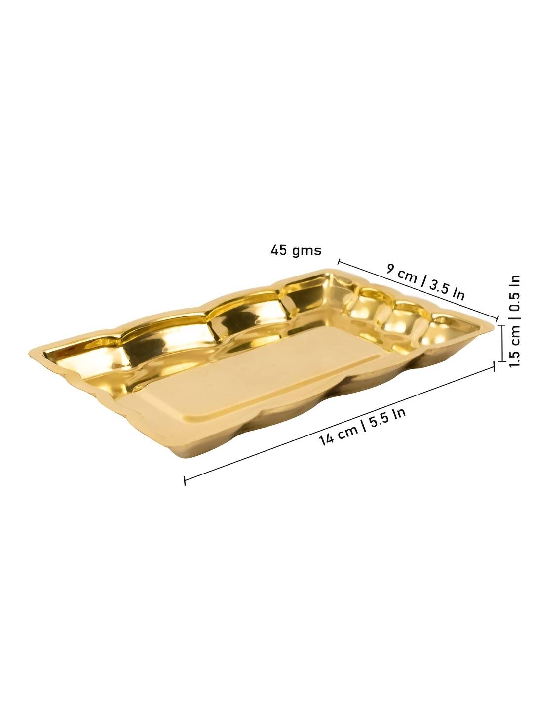 Spillbox Gold-Toned Brass Rectangular Betal Thali Pooja Essential | Swadesiicart