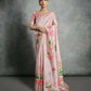 Vishnu Weaves Women's Pink Soft Tussar Silk Printed Saree with Blouse - Swadesiicart