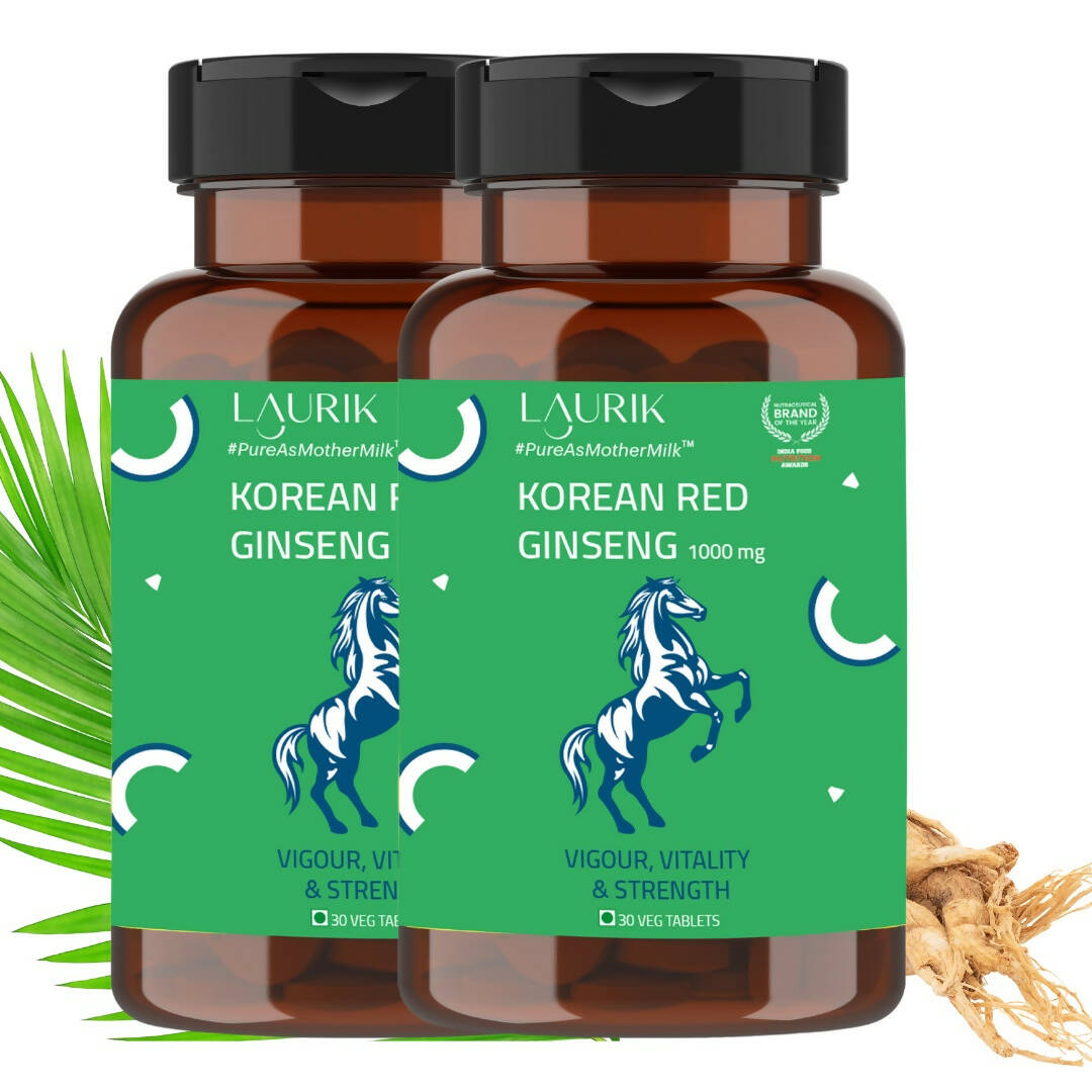 Laurik Koren Red Ginseng 1000Mg Tablets For Men | Natural Plant-Based Supplement For Energy & Stamina | Swadesiicart