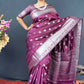 Jyoti Fashion Women's Wine Soft Banarasi Silk Zari Woven Saree with Blouse | Swadesiicart