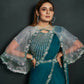 Blue Satin Silk Crepe Cord Sequence & Thread Embroidered & Stone Work Saree - Moh-Manthan Royal Enigma
