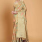 Beige Soft Organza Woven Design Saree With Unstitched Blouse Piece - Zaara