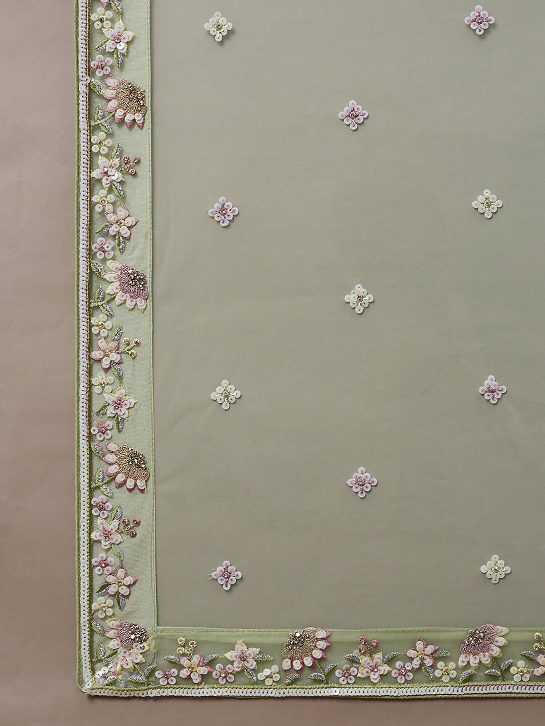 House of Panchhi Lime Green Pure Georgette Sequins with heavy Zarkan embroidery Lehenga choli & Dupatta | Swadesiicart