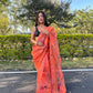 Vamsee Orange Organza Saree - Swadesiicart