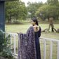 Aayaa Designer Embroidery Zari Sequins-Work Faux Blooming Georgette Suit - Navy Blue