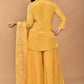 Morchari Women And Hand Embroidery Palazzo Set-Yellow - Swadesiicart