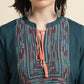Teal Rayon Yoke Embroidered A-line Top - Tarini - Swadesiicart
