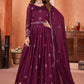 Wine Purple Festive Embroidered Art Silk Anarkali Suit - Emponline | Swadesiicart