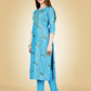 Jyoti Fashion Women's Sky Blue Viscose Rayon Embroidered Kurta Pant Set | Swadesiicart