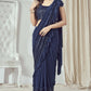 Mahotsav Women's Navy Blue Lycra Embellished Ready To Wear Saree With Stitched Blouse | Swadesiicart