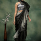 Grey Satin Solid Designer, Printed Party Wear Ready To Wear Saree - Nasreen | Swadesiicart