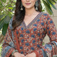 BulBul Fashionista Rust Cotton Kurta Set with Dupatta - Swadesiicart