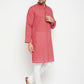 Even Apparels Rust Pure Cotton Long Men's Kurta With Band Collar | Swadesiicart