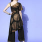 Ahalyaa Women Black Colour Crepe Printed Top Palazzo Set | Swadesiicart