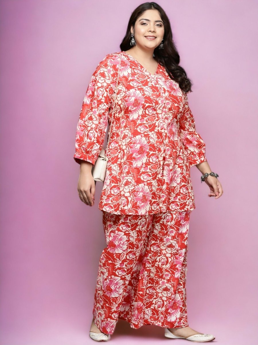 Ahalyaa Women's Traditional wear Tunic - Red | Swadesiicart