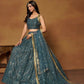 Blue Butterfly Soft Net Embroidery With Real Mirror Work Lehenga Choli - Jihu Culture