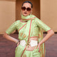 Sprout Green Pure Satin Zari Weaving Wedding Festive Saree - Emponline | Swadesiicart