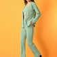 Myshka Women's Green Solid Coat With Trousers - Swadesiicart