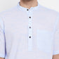 Even Apparels Blue Color Pure Cotton With Band Collar Men's H/S Kurta | Swadesiicart