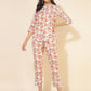 Janasya Women's White Cotton Floral Printed Casual A-Line Co-ords - Swadesiicart