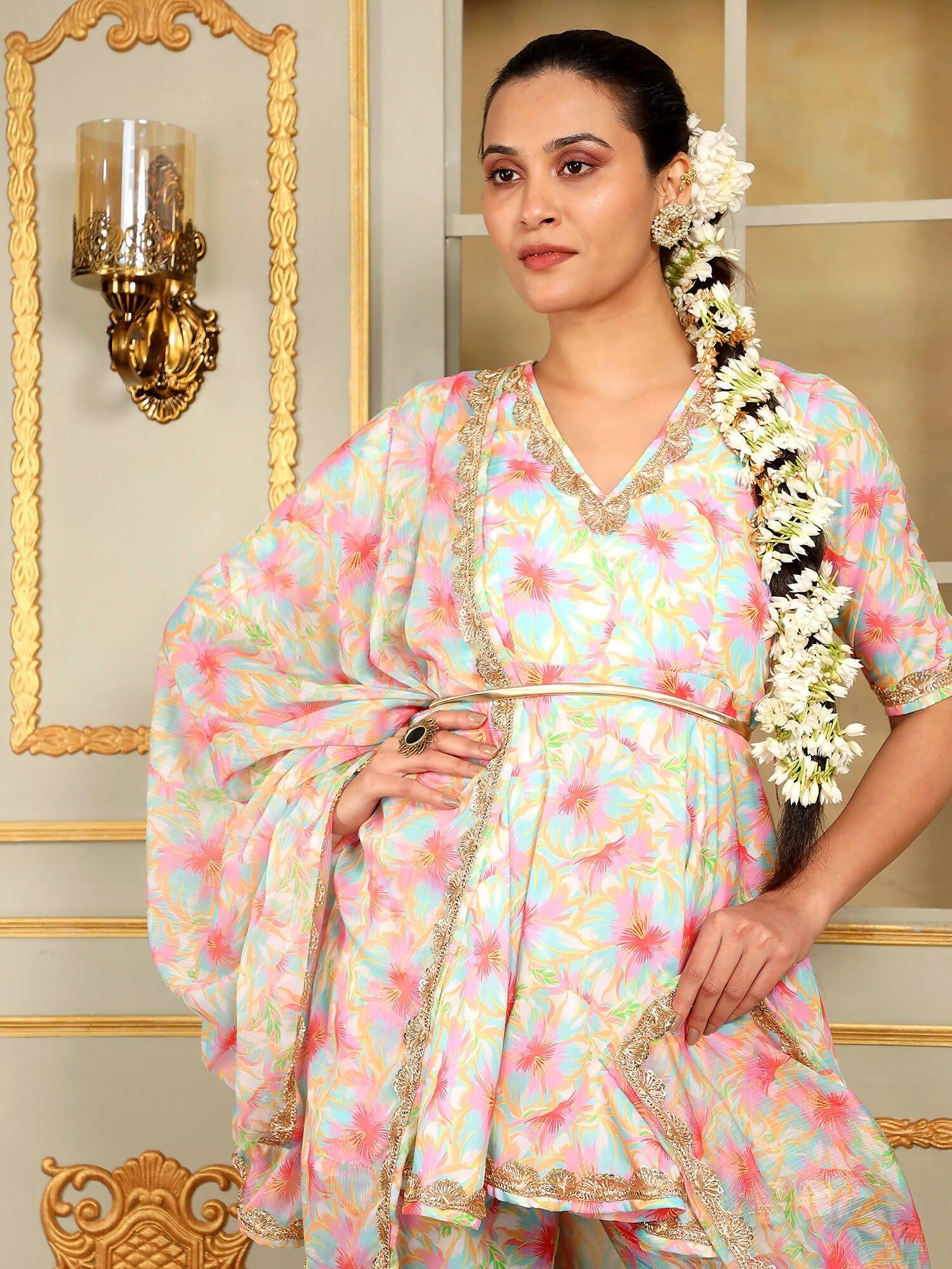Pomcha Jaipur Pink Saadgi Gulistan Sharara Set | Swadesiicart