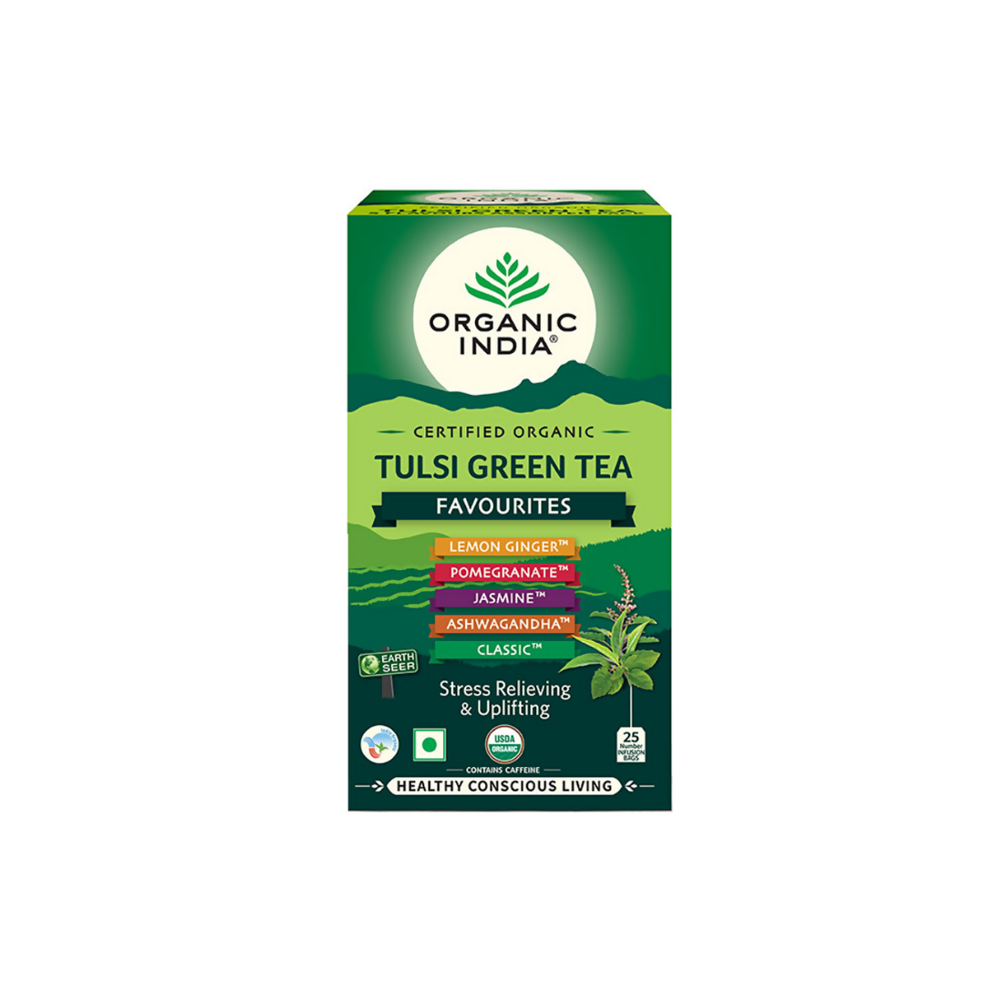 Organic India Tulsi Green Tea Favourites | Certified Organic Herbal Tea Variety Pack - Swadesiicart