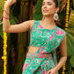 Janasya Green Georgette Floral Saree | Swadesiicart