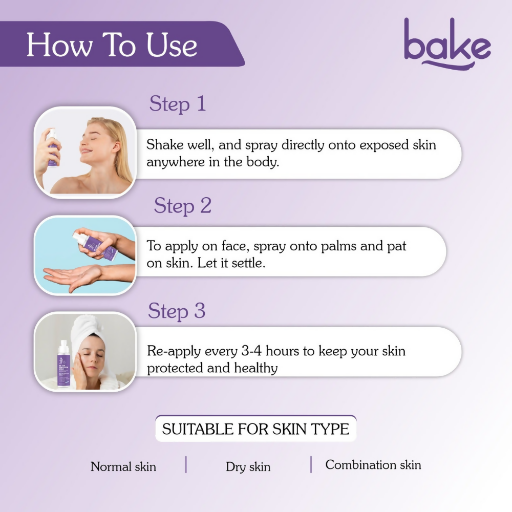 Bake De-tan Waterproof Sunscreen Spray SPF 70 PA+++ with 2% Kojic Acid | Swadesiicart