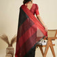 Vishnu Weaves Women's Black Raw Silk Thread Woven Saree with Blouse - Swadesiicart