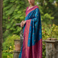 Vishnu Weaves Women's Blue Banarasi Silk Zari Woven Saree with Blouse - Swadesiicart
