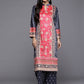 Ahalyaa Women Navy Blue Ethnic Motifs Printed Gotta Patti Velvet Kurta with Palazzos | Swadesiicart