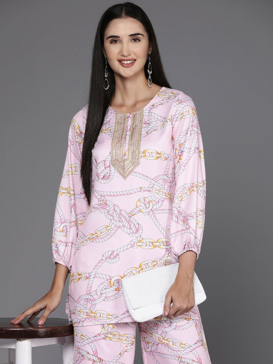 Ahalyaa Women's Traditional Wear Co-ods - Pink - Swadesiicart