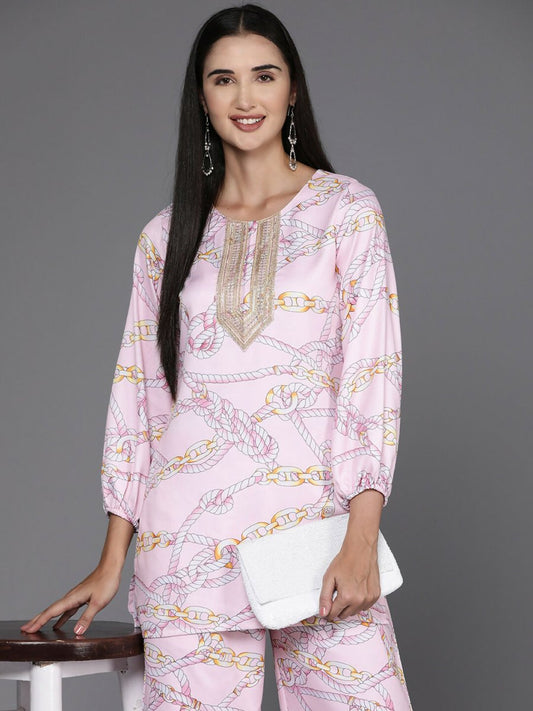 Ahalyaa Women's Traditional Wear Co-ods - Pink - Swadesiicart