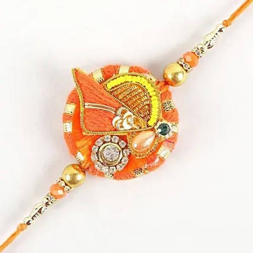 Festive Zardosi Rakhi & Kaju Katli Box | Swadesiicart