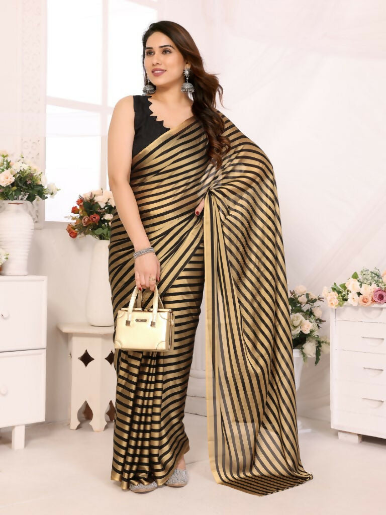 Designer Partywear Black & Silver Georgette Fancy Saree - Satrangi | Swadesiicart