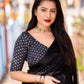 Black Poly Chiffon Woven Design Saree with Unstitched Blouse - Hiral Fashion | Swadesiicart