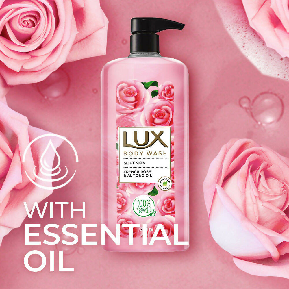 Lux Body Wash with French Rose Fragrance & Almond Oil - Swadesiicart