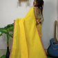 Exclusive Collection Beautiful Khadi Cotton Handloom Saree With Beautiful Zari Border - Yellow - Swadesiicart