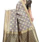 Vamika Ethnic Fire Grey Weaving Banarasi Jacquard Saree | Swadesiicart