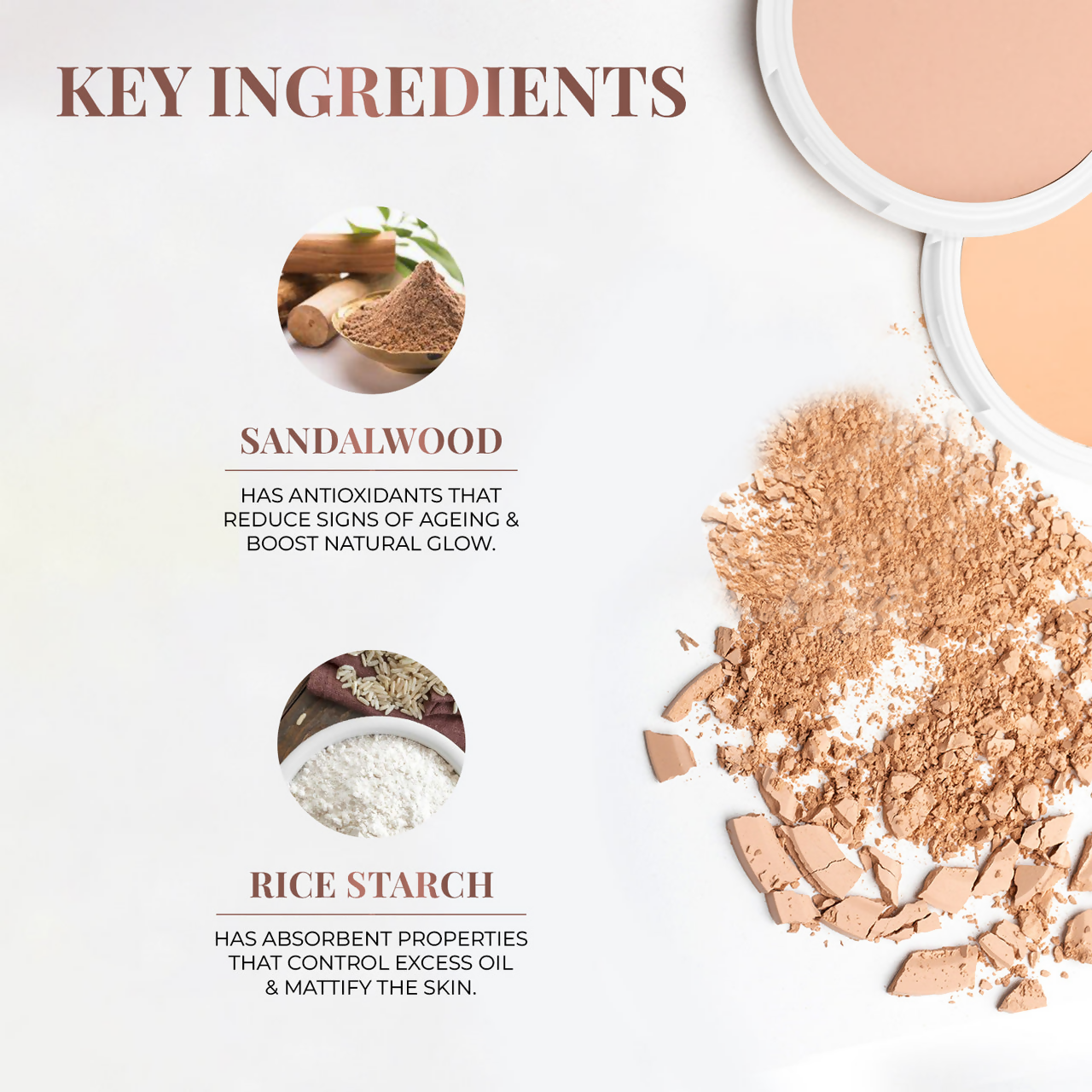 Just Herbs Oil Control Radiance Boost Compact Powder - 02 Ivory - Swadesiicart