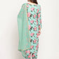 Ahalyaa Women Green Floral Printed Regular Kurta Churidar Set & With Dupatta | Swadesiicart