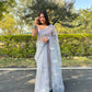 Vamsee Samriddhi Grey Organza Saree - Swadesiicart