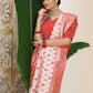 Shree Shyam Fashion Linen Cotton Red & White Saree