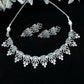 Mominos Fashion Johar Kamal Silver-Plated American Diamond Pista Green Choker Set | Swadesiicart