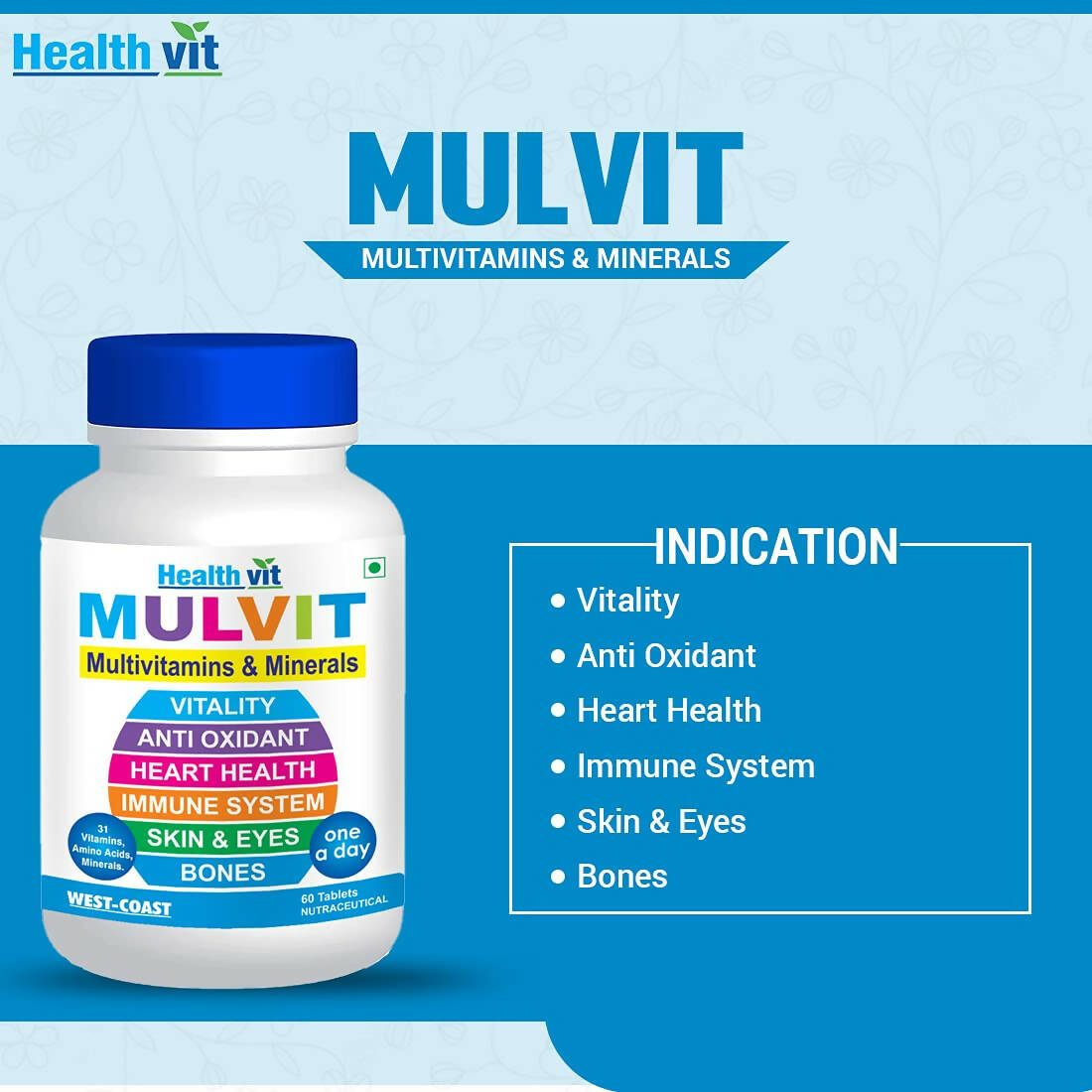 Healthvit Mulvit Multivitamins and Minerals Tablets - Swadesiicart