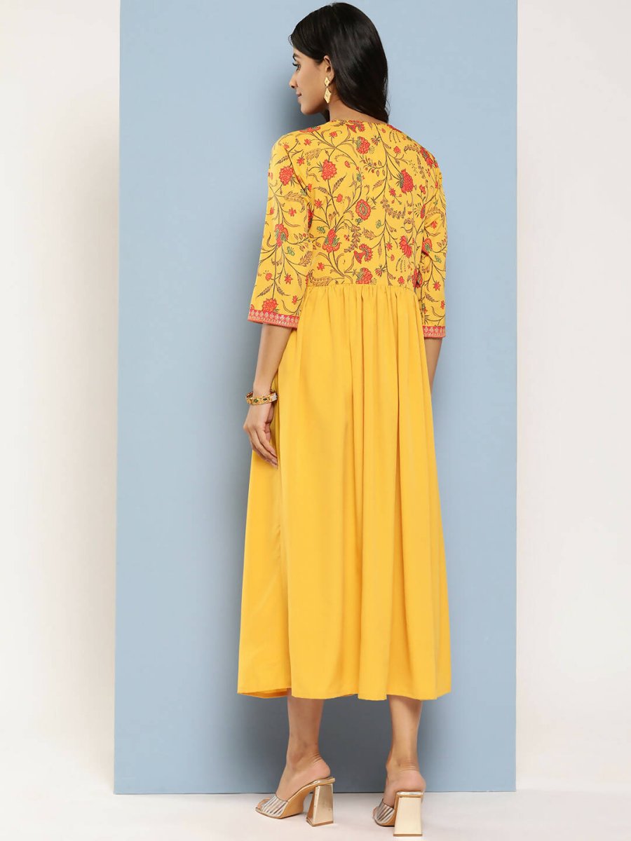 Ahalyaa Women's Traditional wear Ethnic Dress - Mustard | Swadesiicart