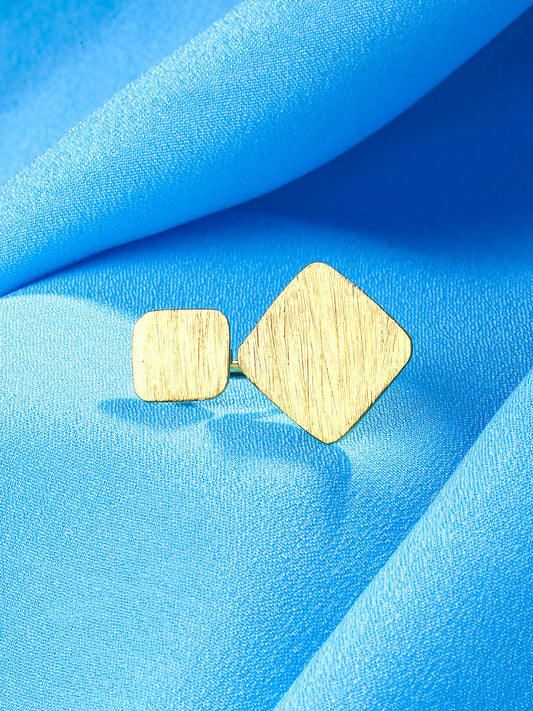 NVR Women Gold-Polished Adjustable Finger Ring | Swadesiicart